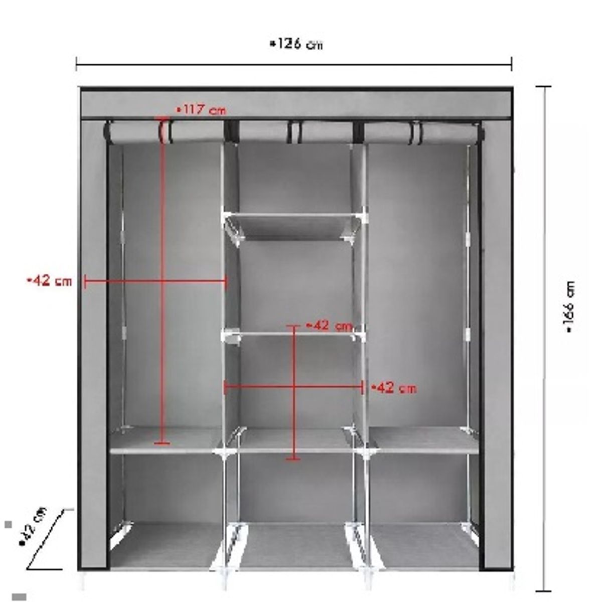 GENERICO - Closet Ropero Armable 3 Puertas Organizador Portatil Color Color Gris