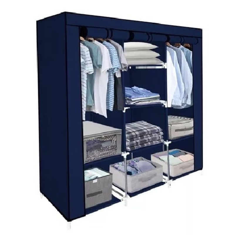 GENERICO - Closet Ropero Armable 3 Puertas Organizador Portatil Color Color Azul