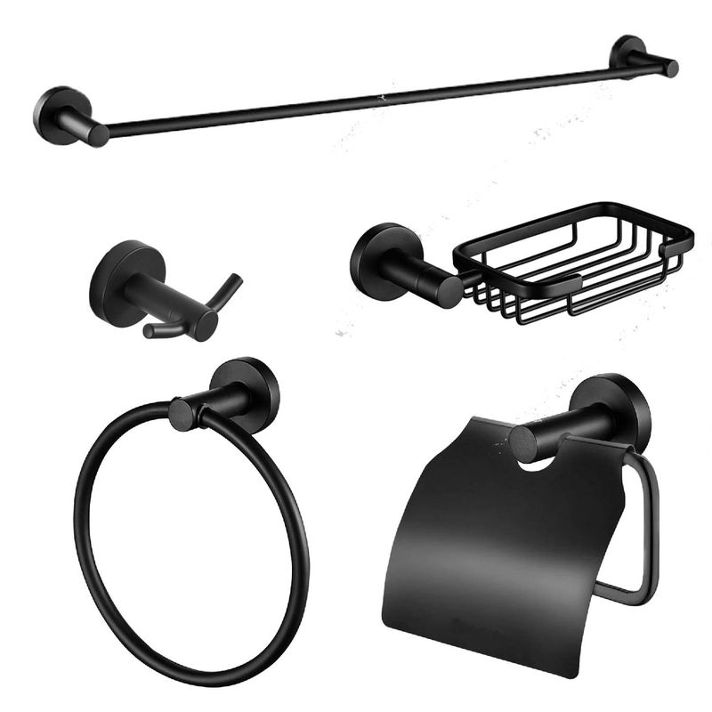 GENERICO - Accesorios De Baño Esparta Ebano X 5 Piezas Acero 304 Negro Tames