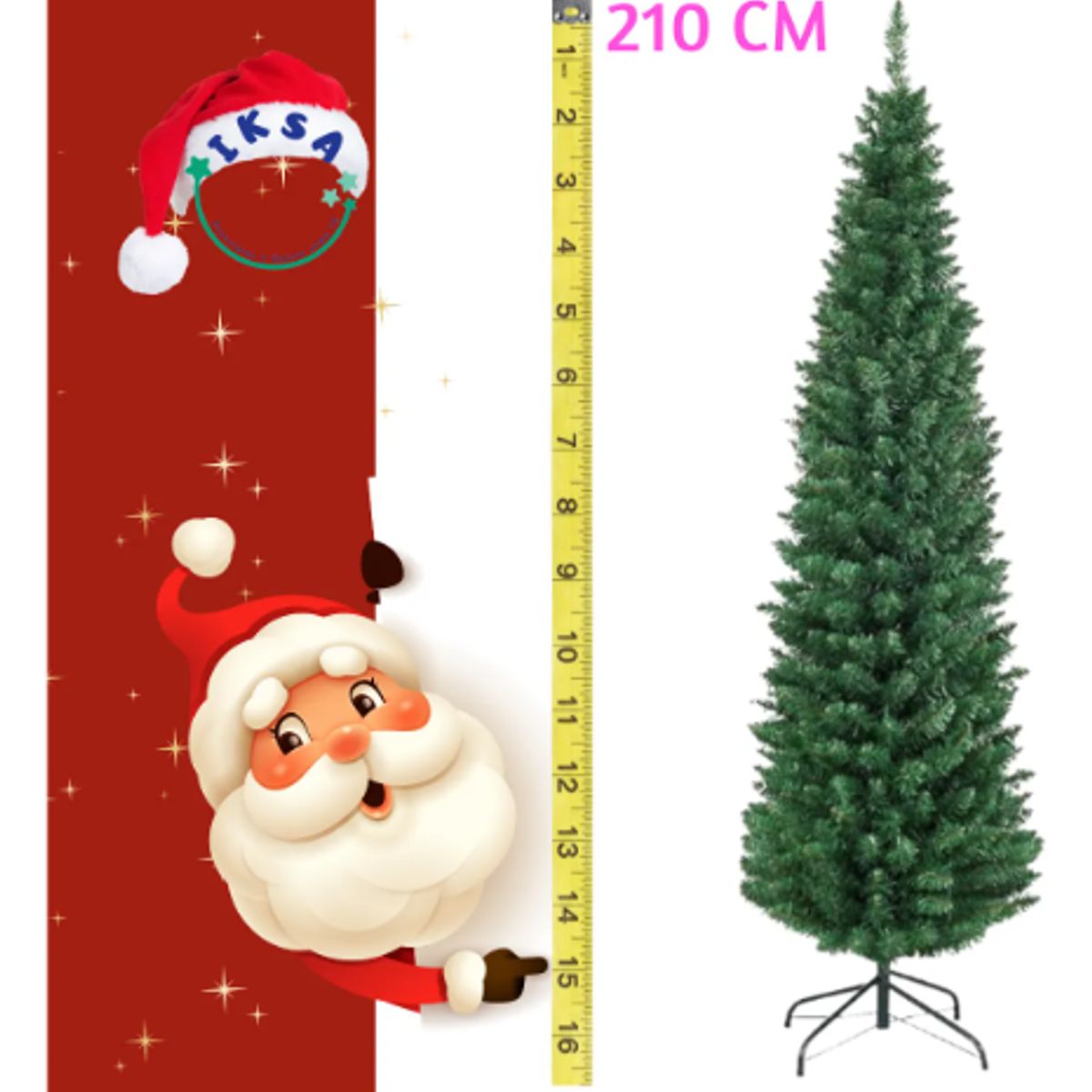 IKSA - Arbol de Navidad Minimalista Estilo Lapiz 210 CM