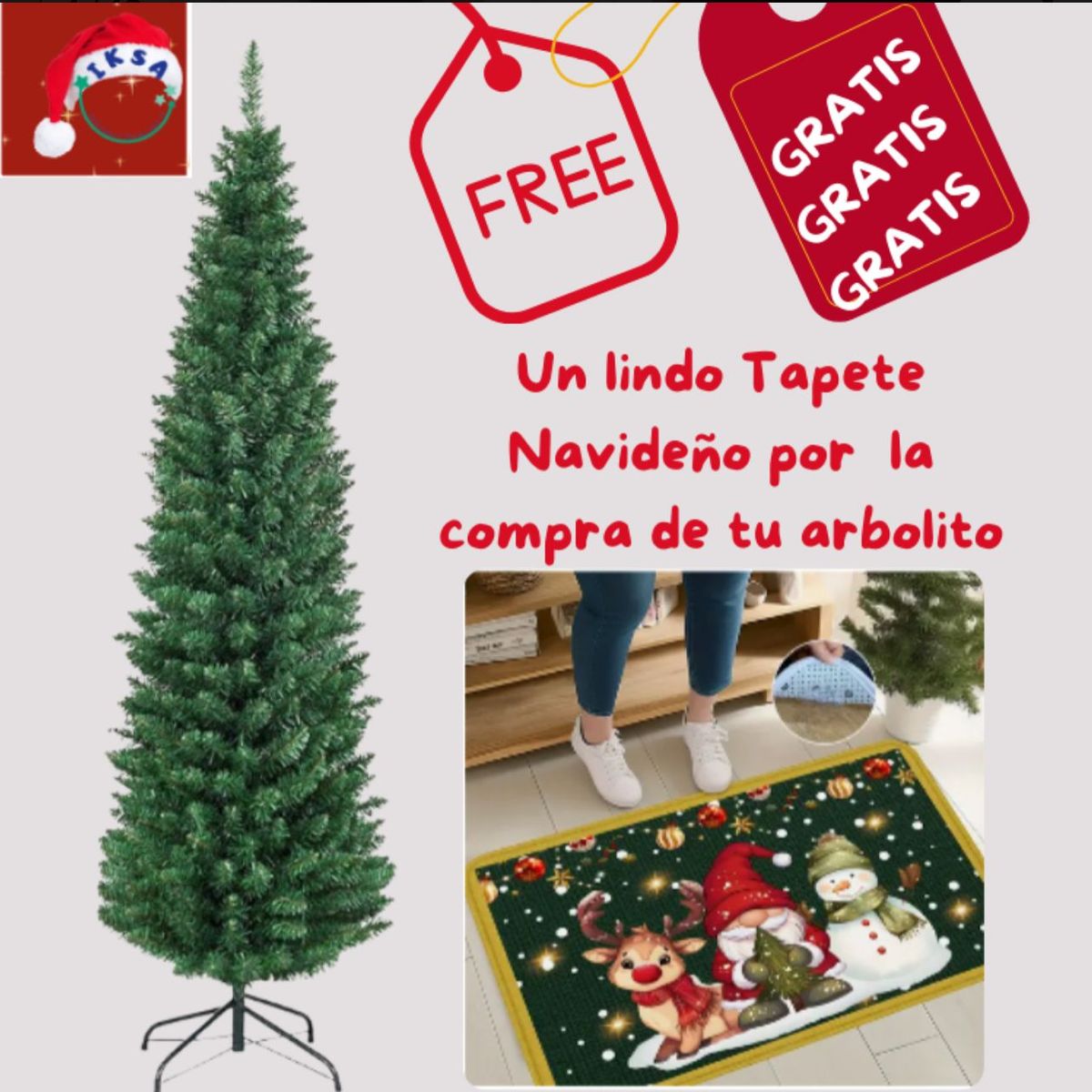 IKSA - Arbol de Navidad Minimalista Estilo Lapiz 180 CM