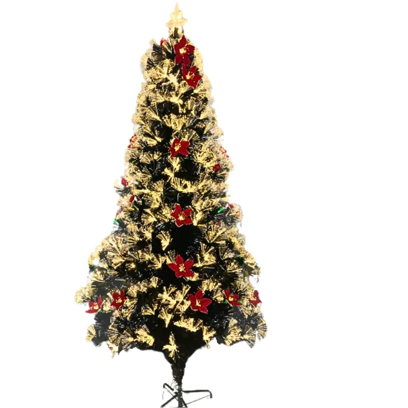 IKSA - Arbol De Fibra Optica 180 cm, Decorado Flores y Estrella Incluida