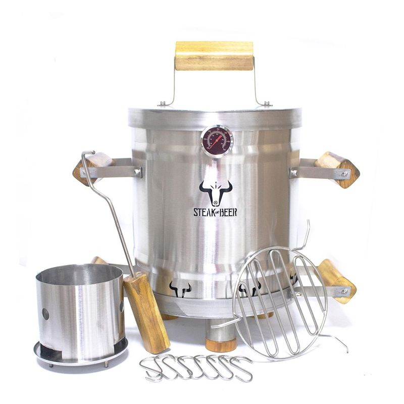 STEAK AND BEER - Asador A Carbón Ahumador Barril Eco Mini 50x30cm Steak And B