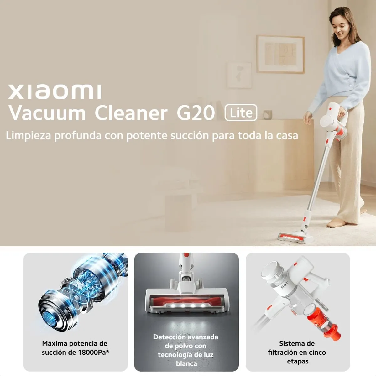 XIAOMI - Xiaomi Vacuum Cleaner G20 Lite Aspiradora Inalámbrica  Kit