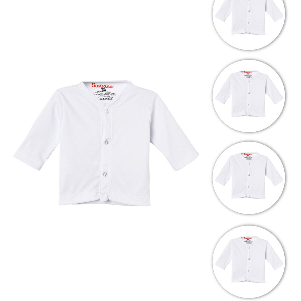 SANTANA - Combo X5 Camiseta Bebé Manga Larga Blanca