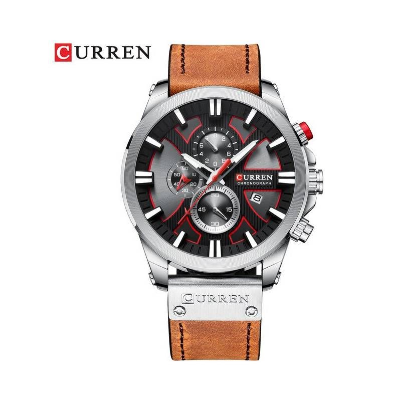 CURREN - Reloj CURREN 8346 Deportivo Militar Hombre Cuarzo Correa De Cuero