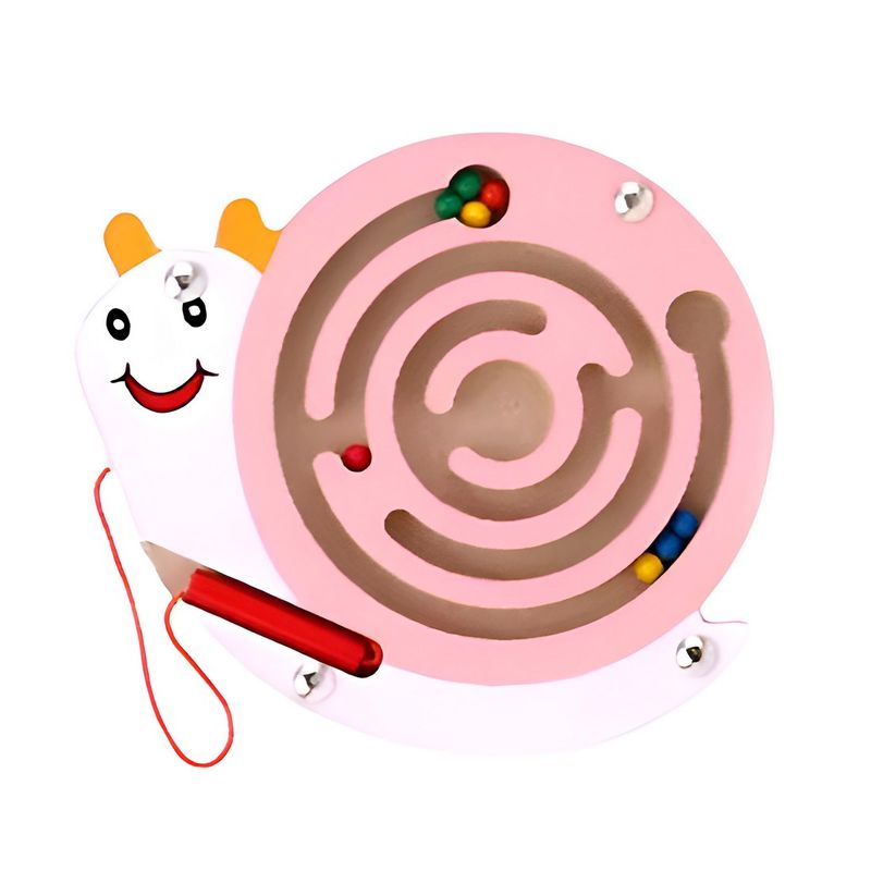 GENERICO - Juego Laberinto Magnetico Caracol Didactico De Madera