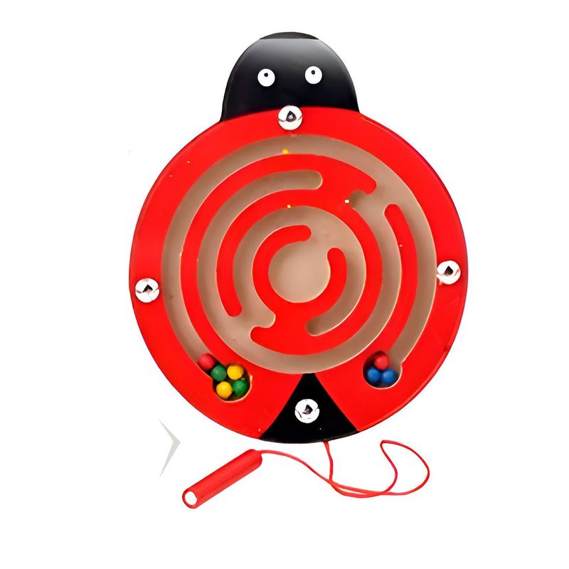 GENERICO - Juego Laberinto Magnetico Mariquita Didactico De Madera