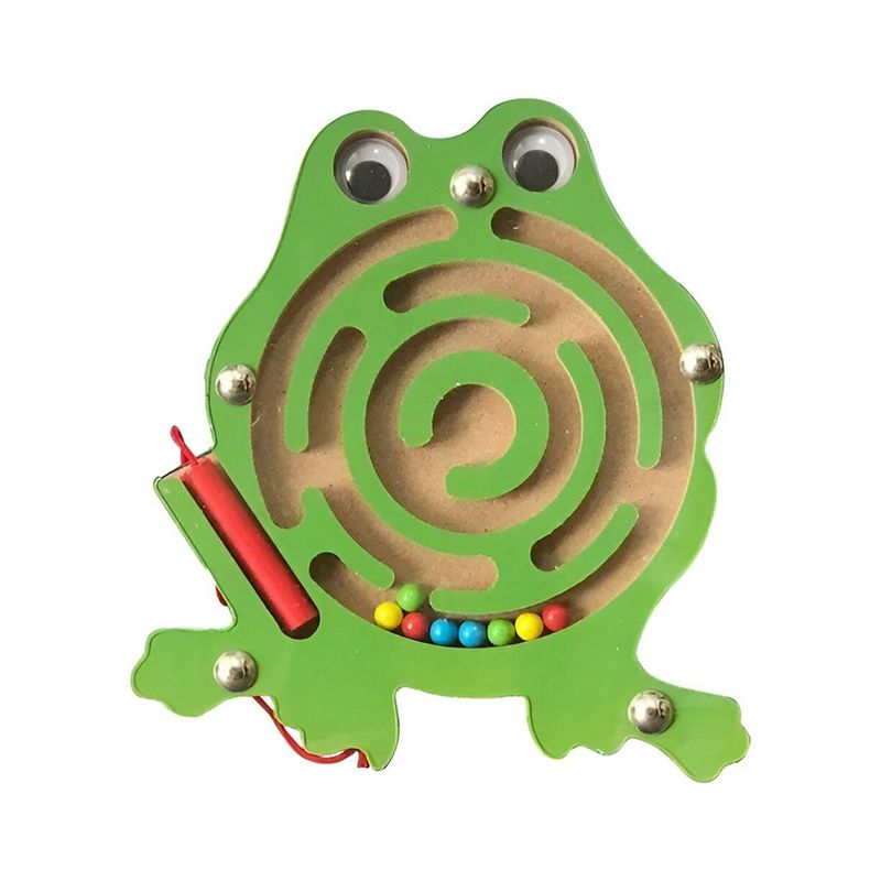 GENERICO - Juego Laberinto Magnetico Rana Didactico De Madera