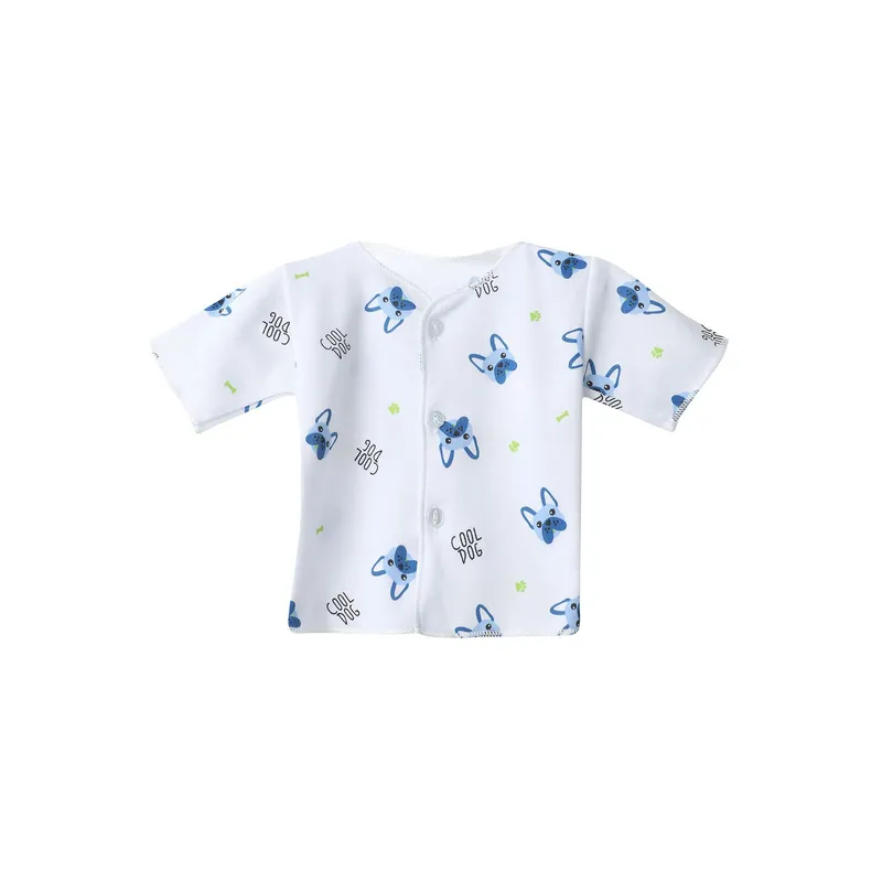 SANTANA - Camiseta Manga Corta Bebé Prematuro Niño Azul Clásico