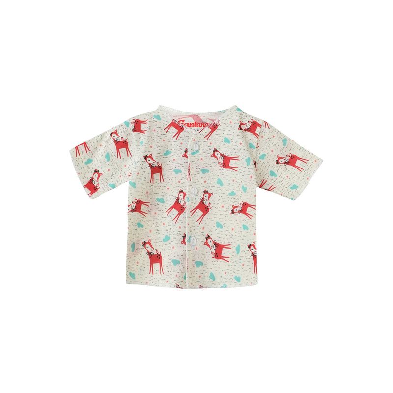 SANTANA - Camiseta Manga Corta Bebé Prematuro Niña Crema_.