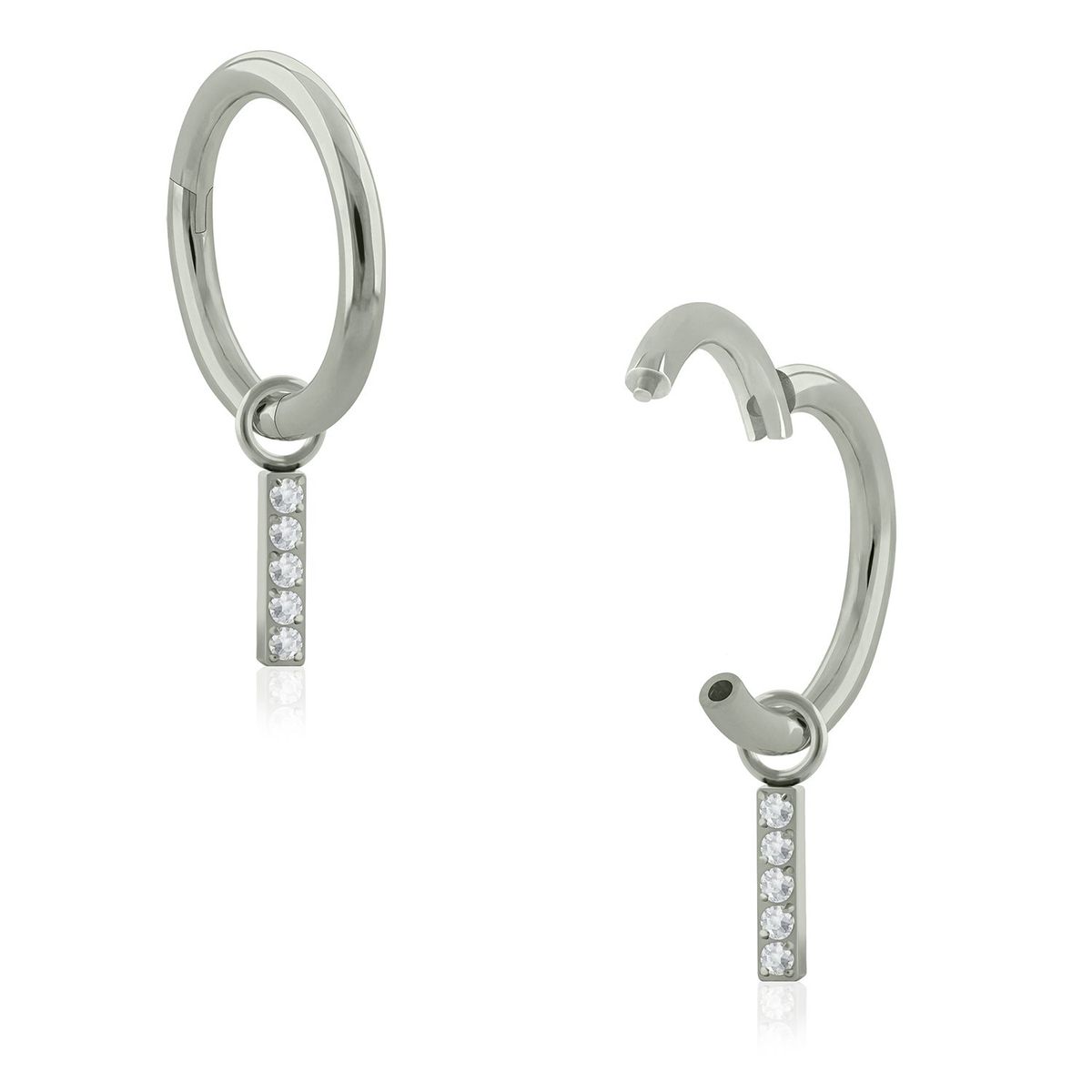 AGHA JEWELRY - Titanio piercing Clicker Aro Bisagra y Charm Rectangular para Lóbulo cartílago y Helix