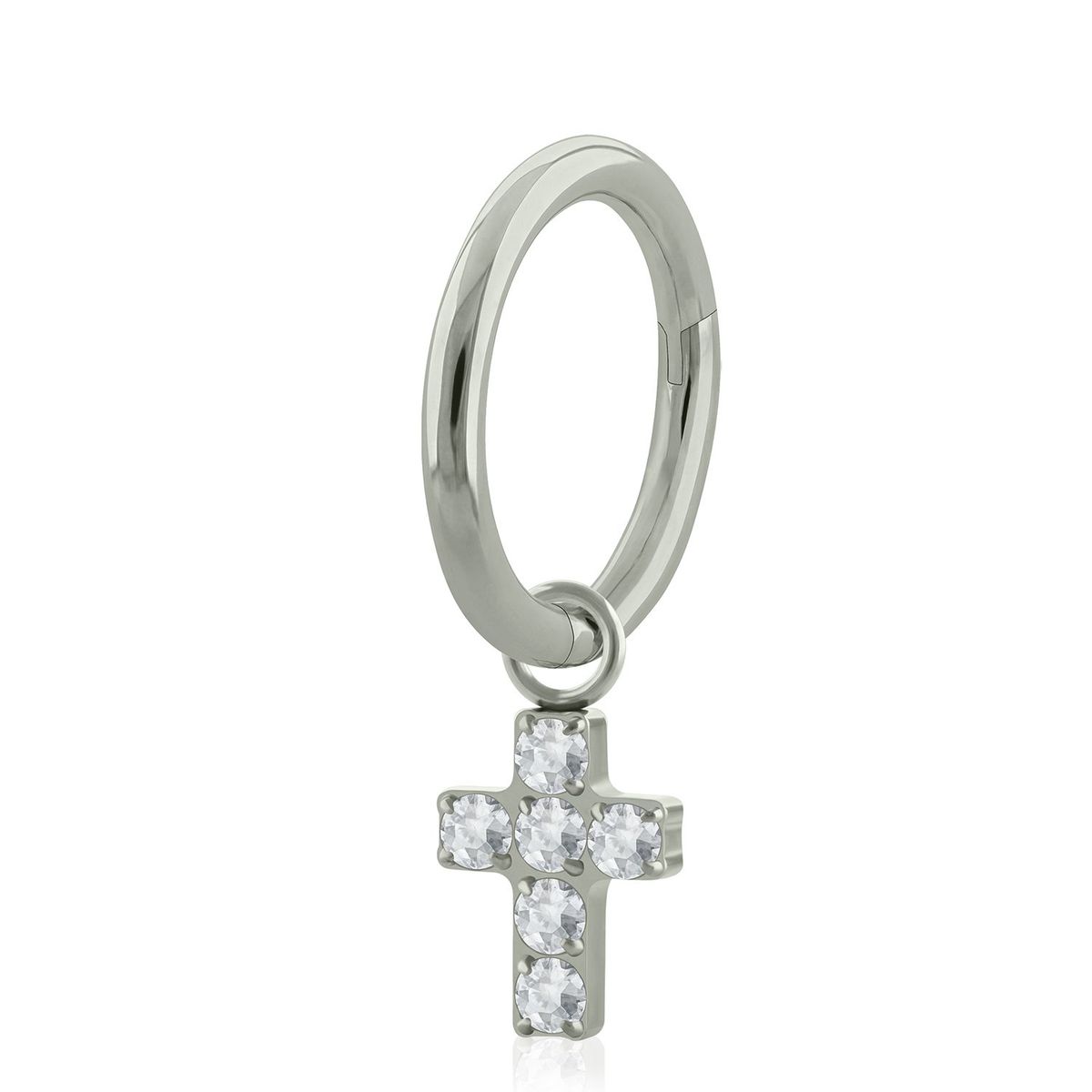 AGHA JEWELRY - Titanio piercing Clicker Aro Bisagra y Charm de Cruz para Lóbulo cartílago y Helix