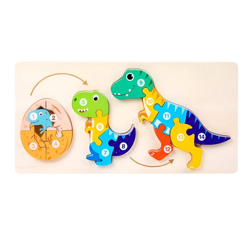 GENERICO - Rompecabezas Evolucion Dinosaurio 3d Juego Didactico Colores