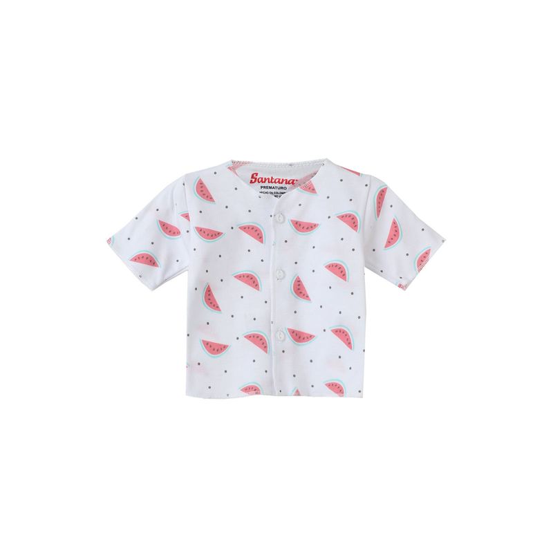 SANTANA - Camiseta Manga Corta Bebé Prematuro Niña Fucsia Fluorescente_.