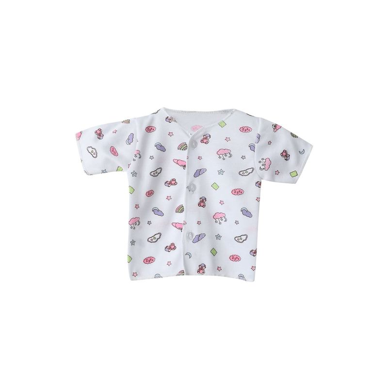 SANTANA - Camiseta Manga Corta Bebé Prematuro Niña Rosa Fluorescente_.