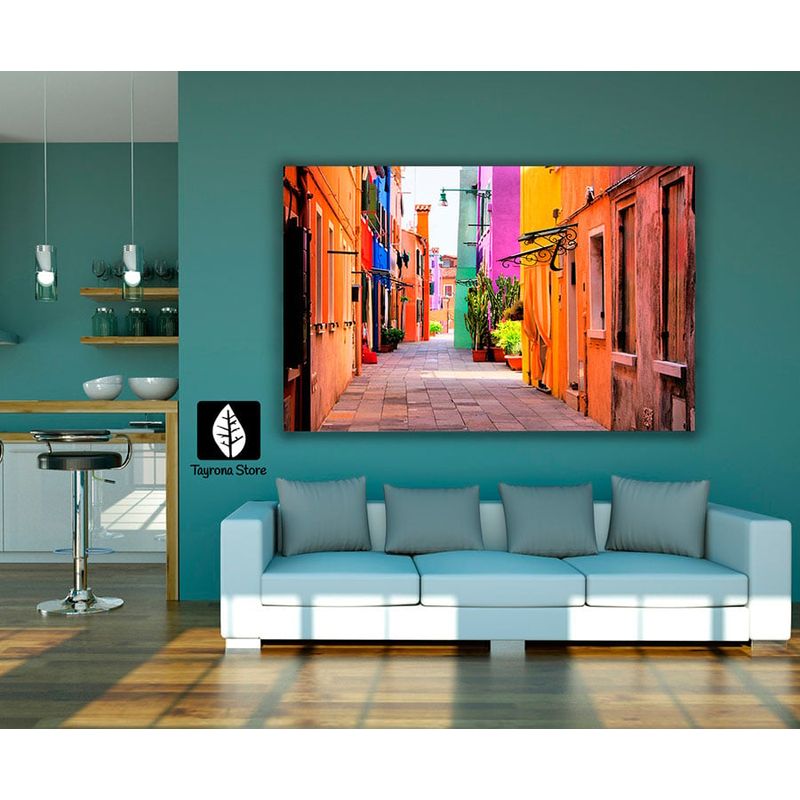 TAYRONA STORE - Cuadro En Lienzo Ciudad Colores 01 100x70cm