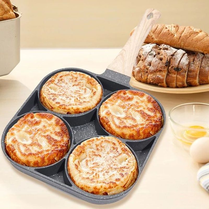 GENERICO - Sartén Antiadherente 4 Puestos Gruesa Tortillas Panqueques