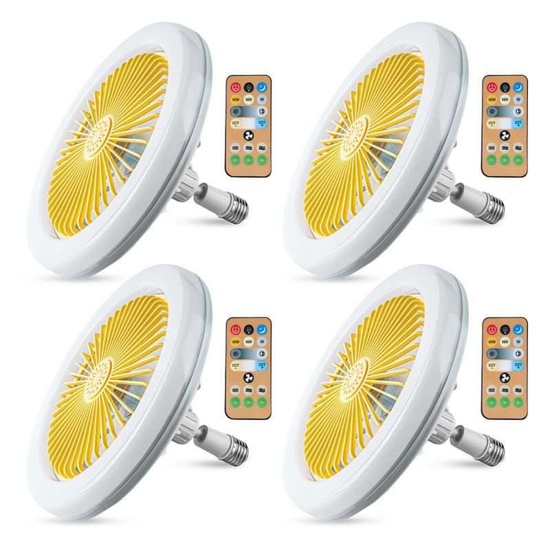 ENERGY PLUS - Kit x4 Ventiladores Bombillo LED con Control Remoto y Aroma