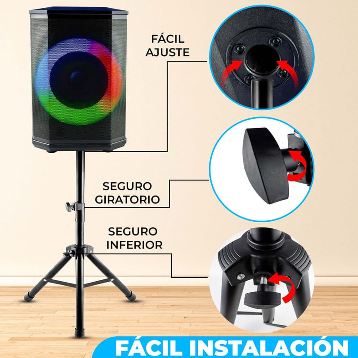 ENERGY PLUS - Soporte Trípode para Parlantes 115cm  Base Ajustable Bafles