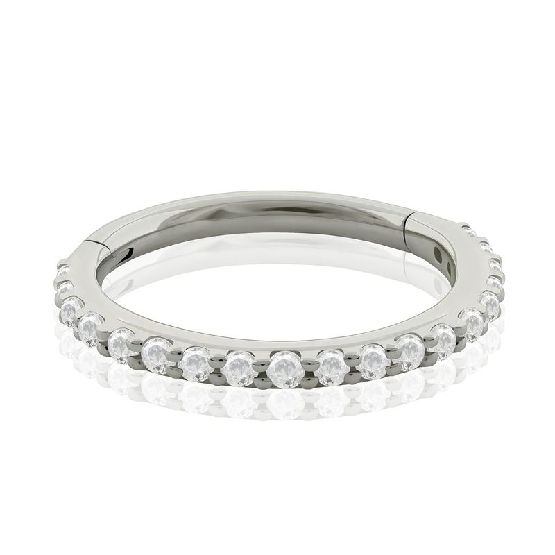 AGHA JEWELRY - Titanio piercing Clicker Aro Bisagra Cristales de Lado para Lóbulo cartílago y Helix
