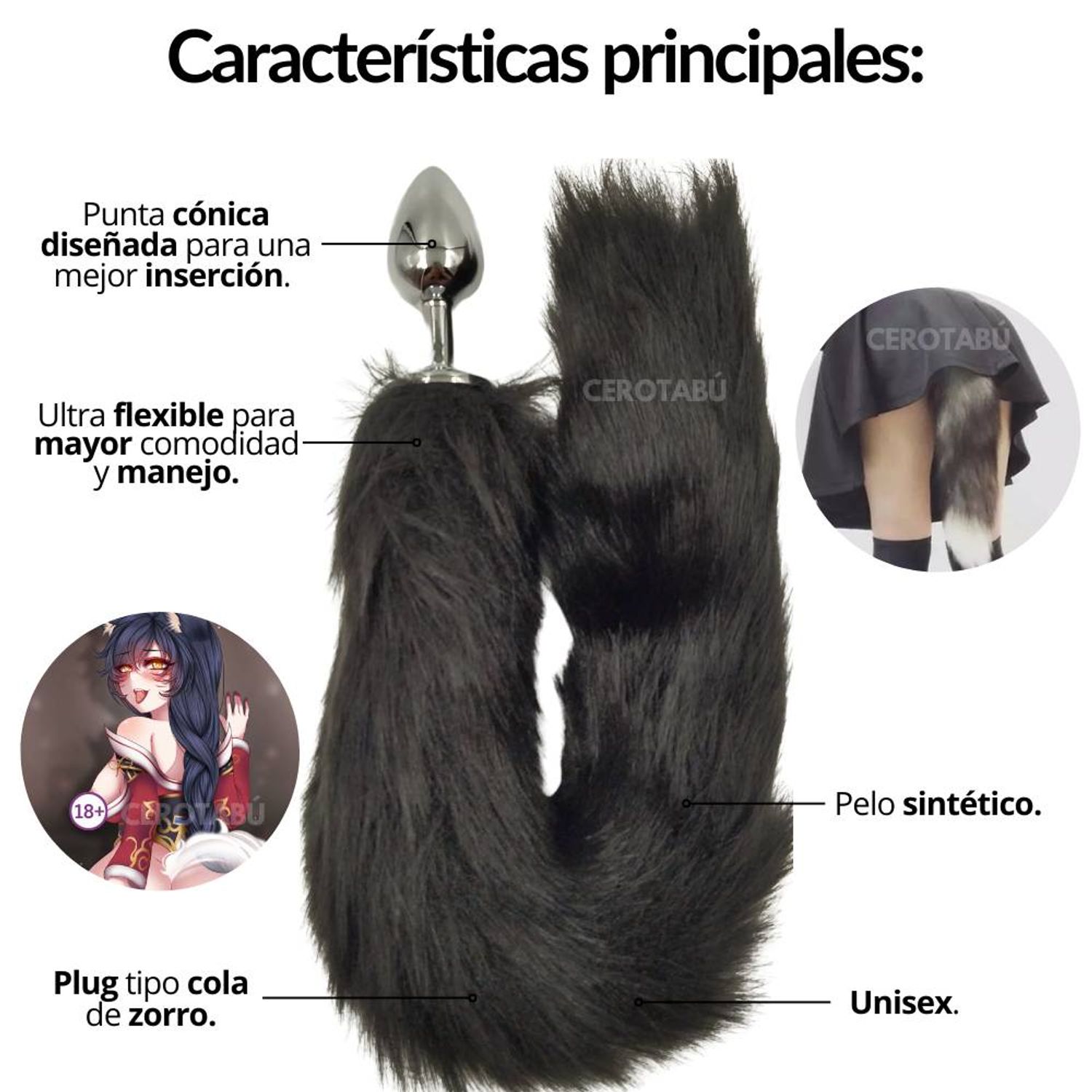 Plug Anal Dilatador Acostumbrador Cola De Zorro Juguete Sex Negro GENERICO  | Falabella Colombia