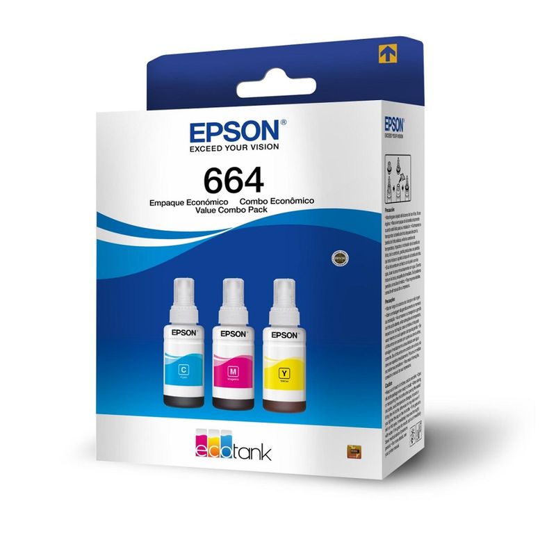 EPSON - Botellas de Tinta Epson Ecofit Color Cian Magenta y Amarillo T664 3 Unidades
