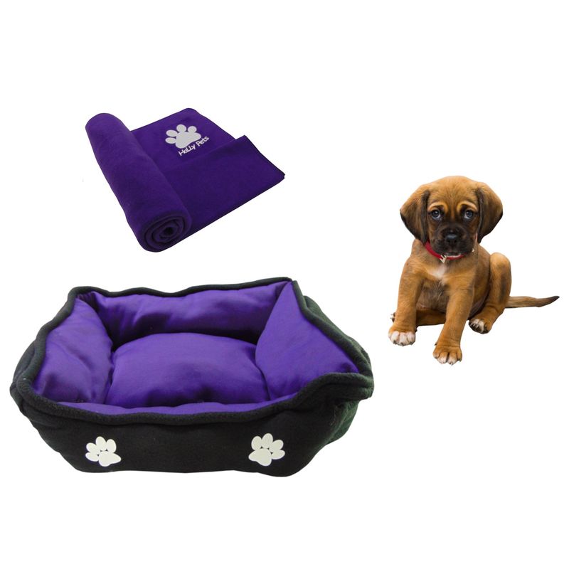 HALLY PET - Cama Mediana Doble Faz + Cobija Grande