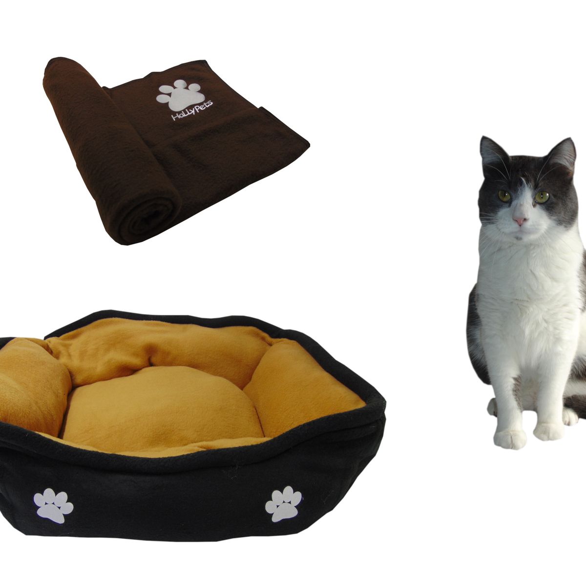 HALLY PET - Cama Mediana Doble Faz + Cobija Grande