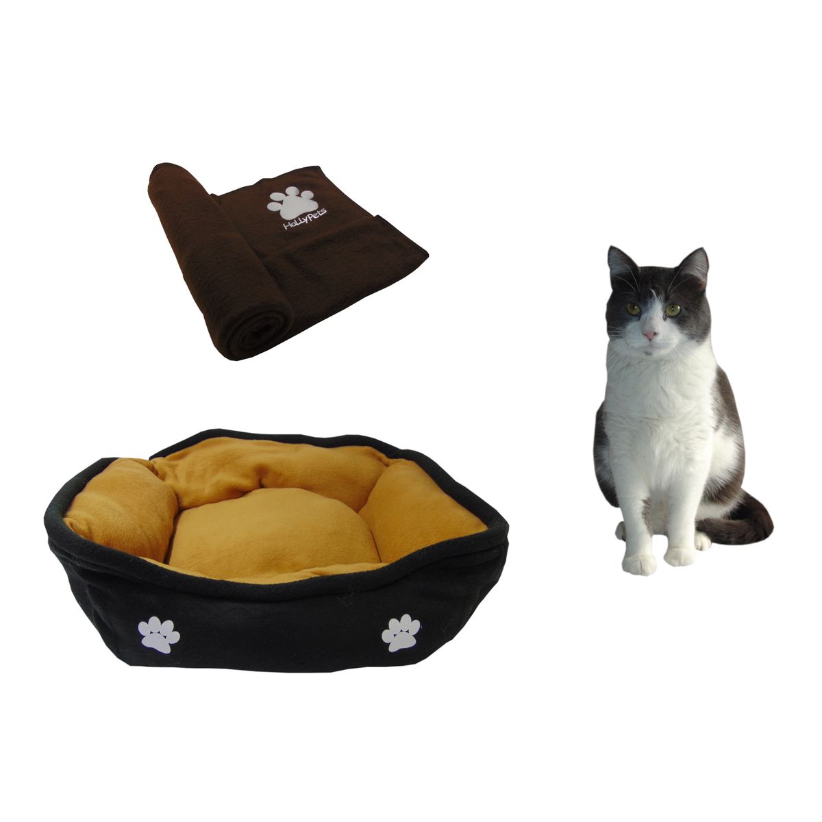 HALLY PET - Cama Mediana Doble Faz + Cobija Grande