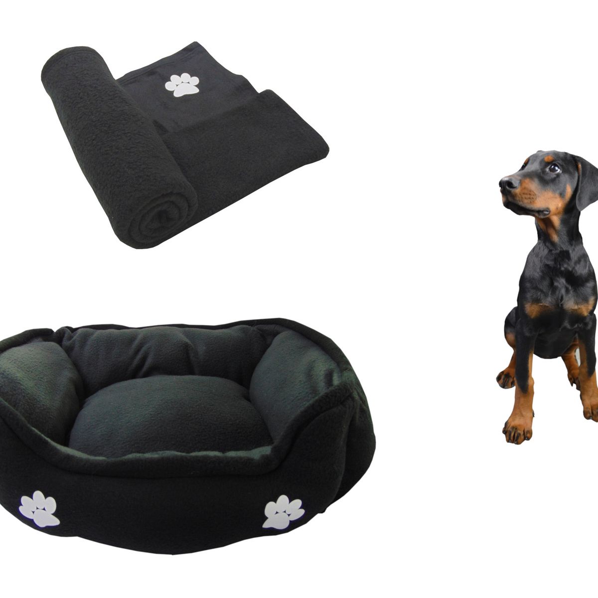 HALLY PET - Cama Mediana Doble Faz + Cobija Grande