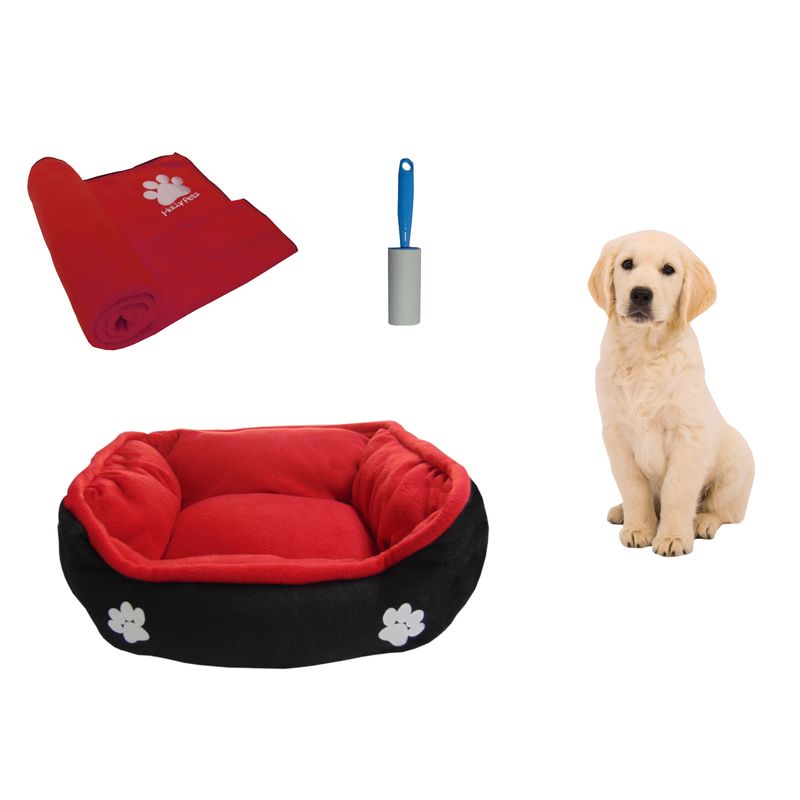 HALLY PET - Cama mediana doble faz + cobija mediana + quitamotas