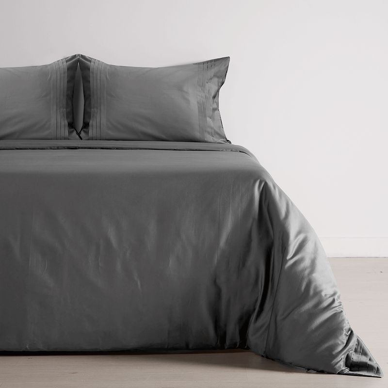DISTRIHOGAR - Cover Duvet 400 Hilos 100% Algodón Cairo Gris Oscuro Queen