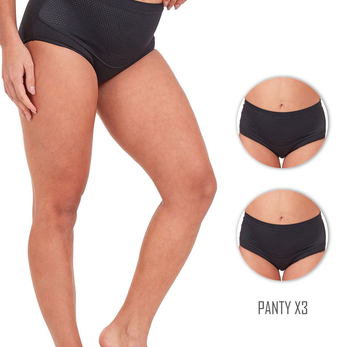 SANTANA - Combo X3 Panty Materno Mujer Negro
