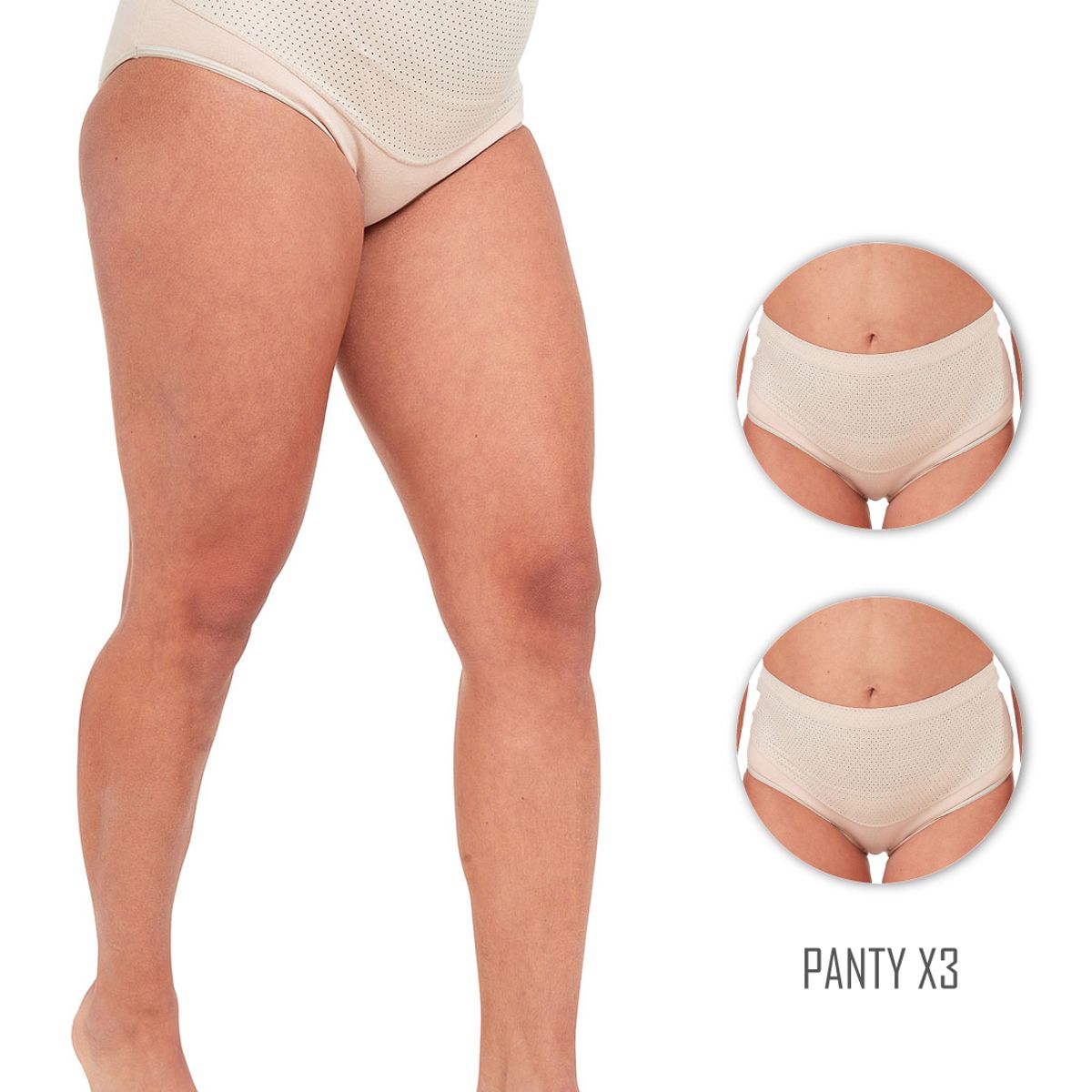 SANTANA - Combo X3 Panty Materno Mujer Beige