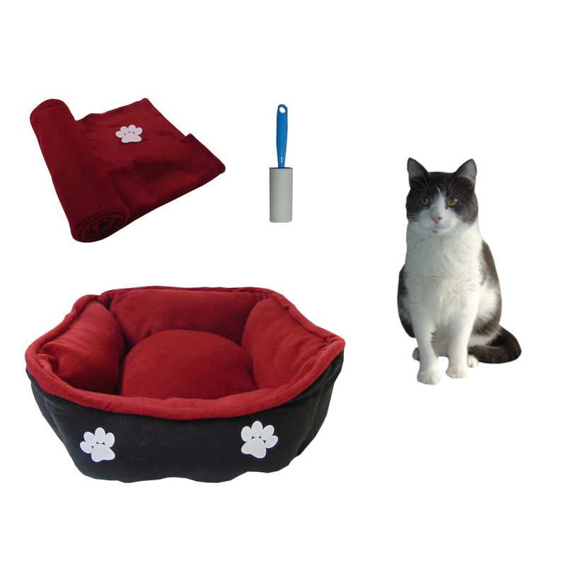 HALLY PET - Cama mediana doble faz + cobija mediana + quitamotas