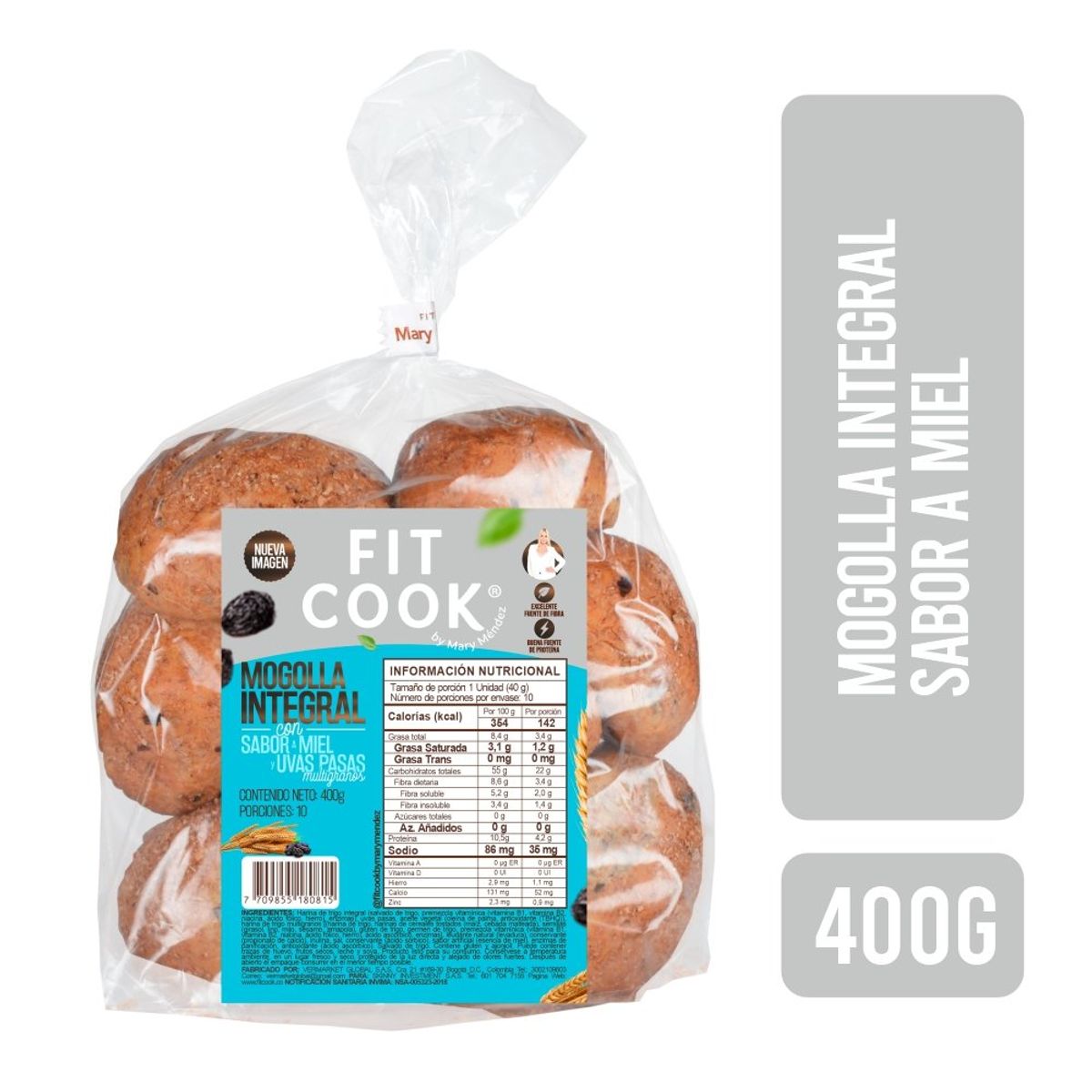 GENERICO - Mogolla Fitcook Integral Miel Con Uvas Pasas X 400G