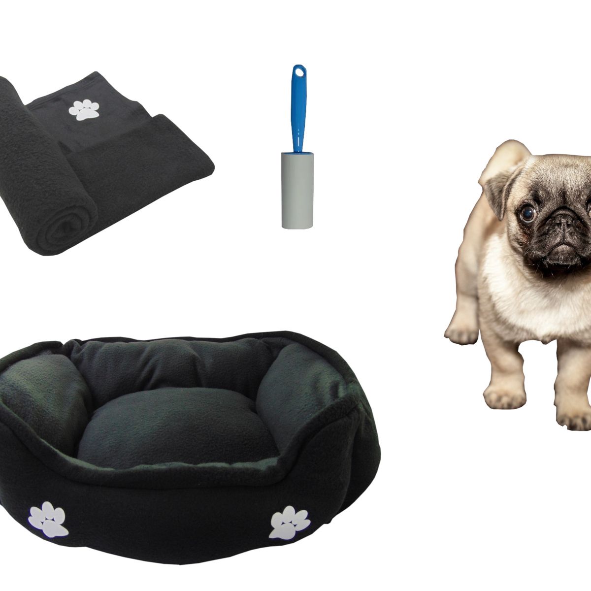 HALLY PET - Cama mediana doble faz + cobija mediana + quitamotas