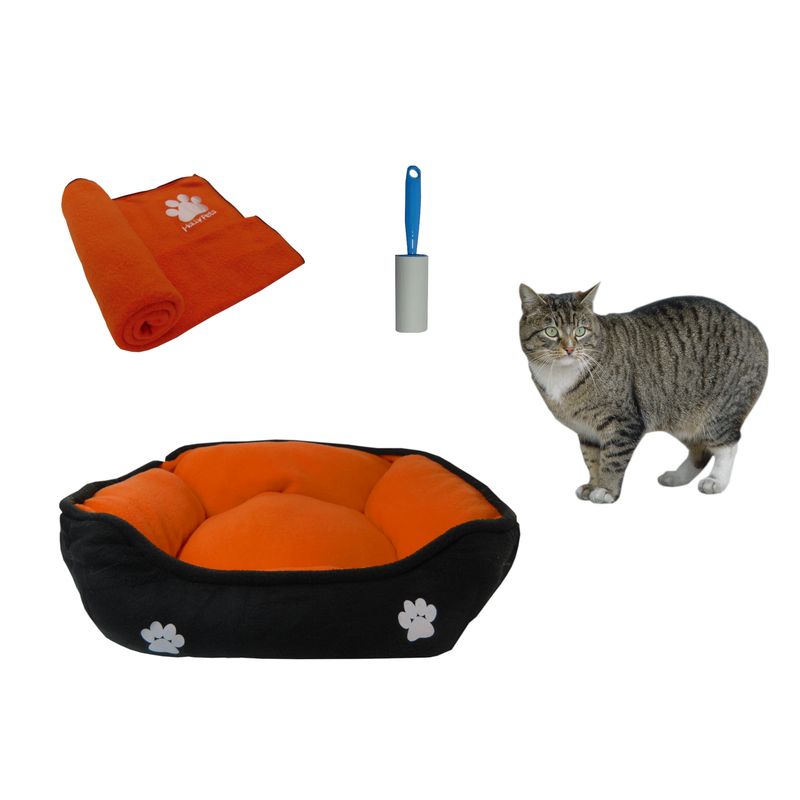 HALLY PET - Cama mediana doble faz + cobija mediana + quitamotas