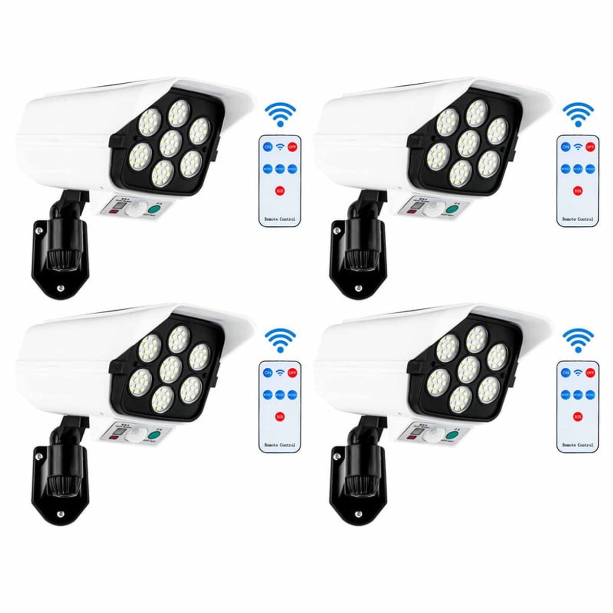 ENERGY PLUS - Set x4 Lámpara Solar tipo Monitor 77 LEDs y Control Remoto