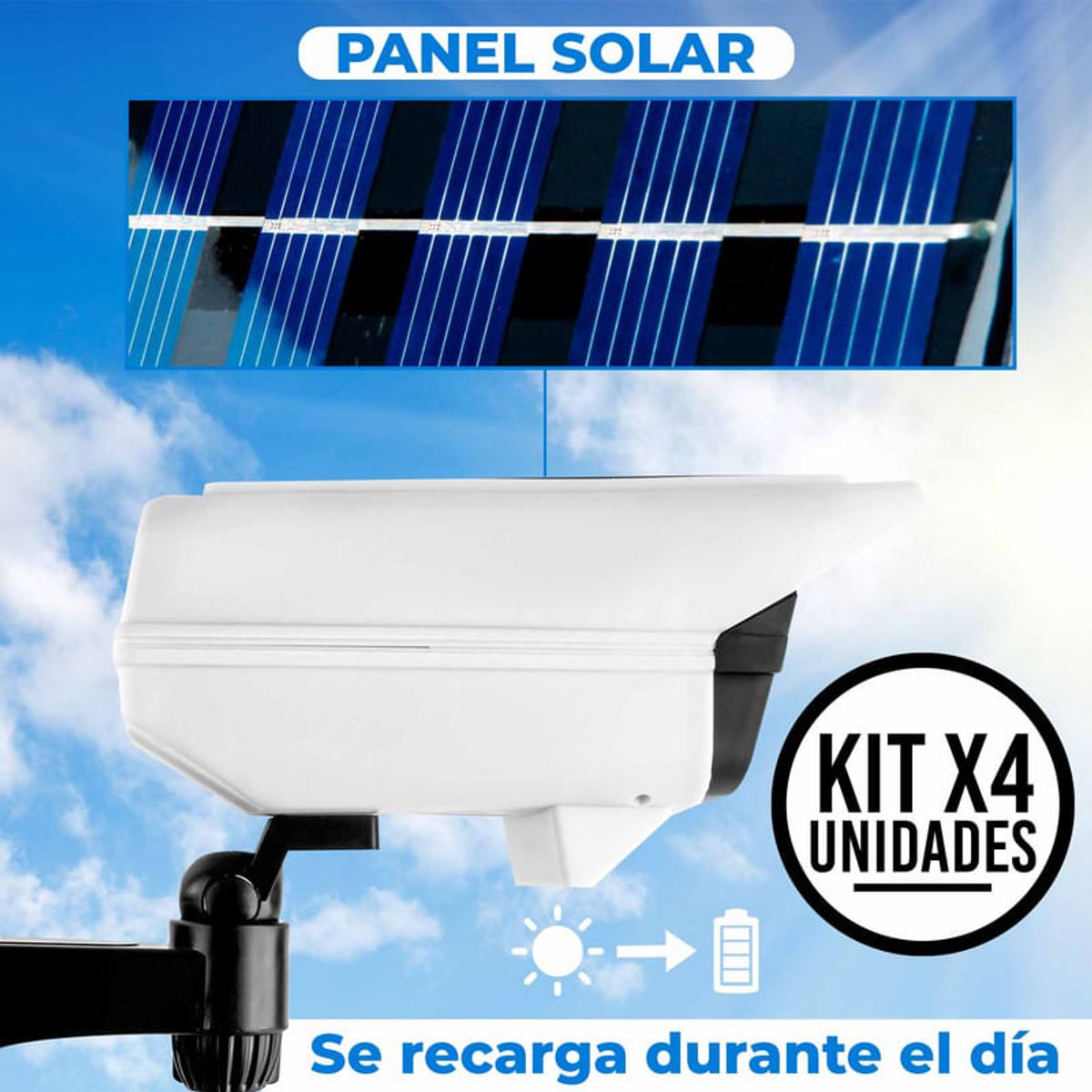 ENERGY PLUS - Set x4 Lámpara Solar tipo Monitor 77 LEDs y Control Remoto