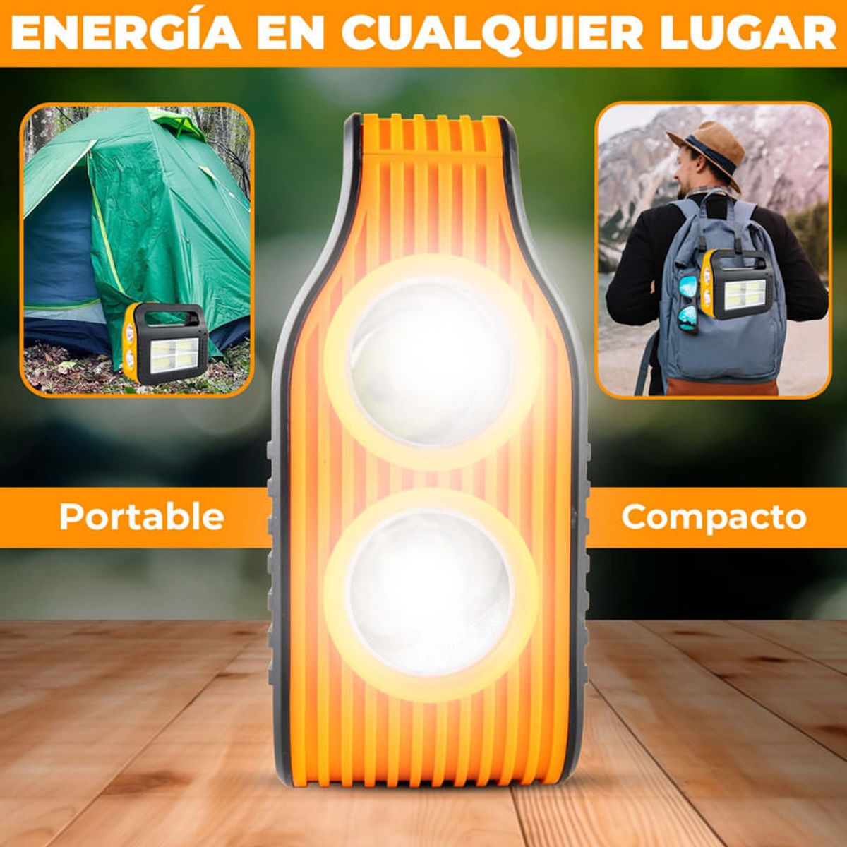 ENERGY PLUS - Lámpara Emergencia Solar LED Multifuncional Carga Múltiple