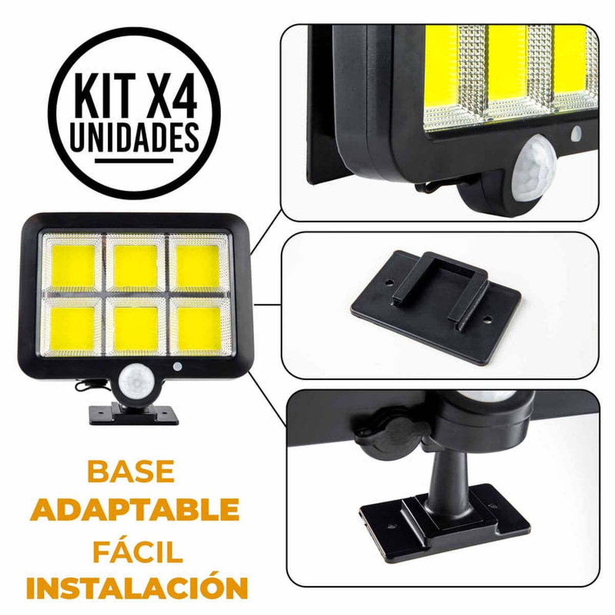 ENERGY PLUS - Set x4 Lámpara Solar LED Exterior Sensor Movimiento y Panel
