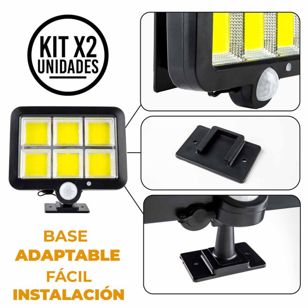 ENERGY PLUS - Set x2 Lámpara Solar LED Exterior Sensor Movimiento y Panel