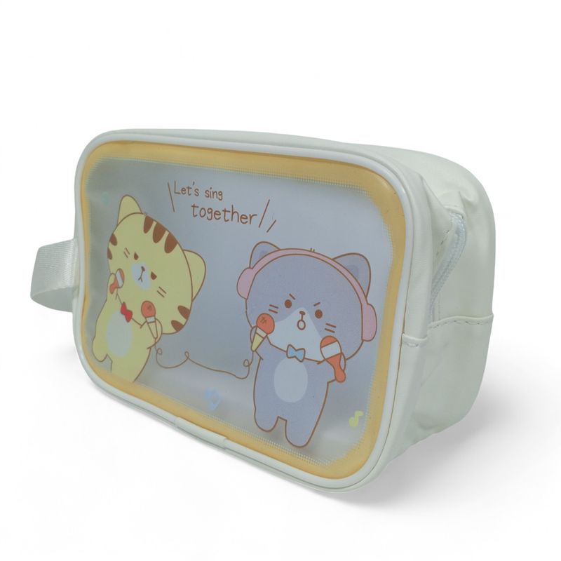 YOYOSO - COSMETIQUERA TRANSPARENTE PEQUEÑA GATO AMARILLA