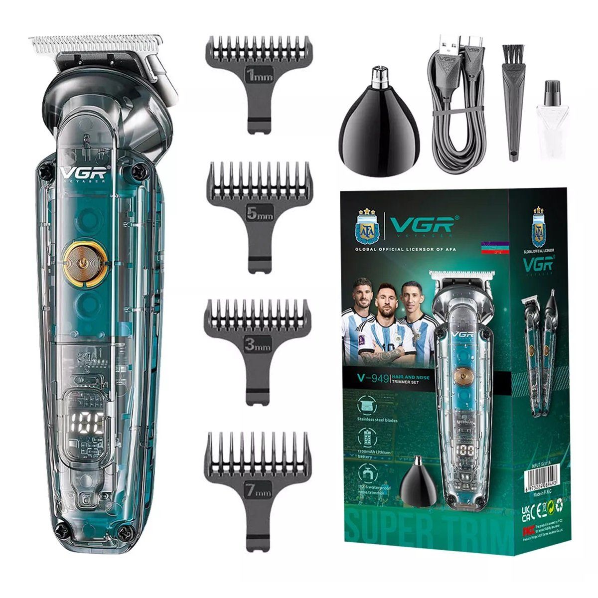 VGR - Maquina Patillera Y Nasal 2 En 1 VGR-949 inalambrica IPX6 Waterproof