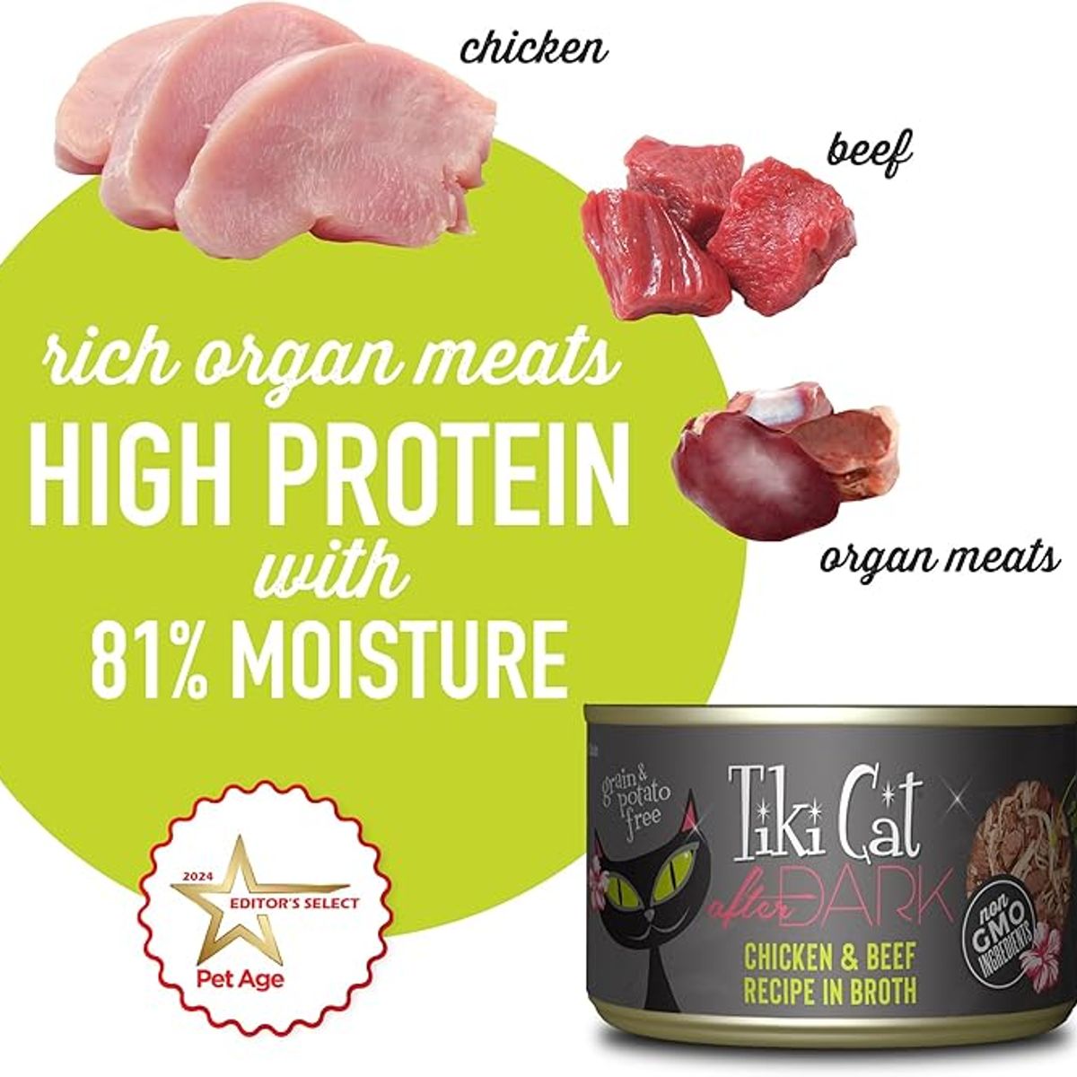 CATLIKE - Alimento Tiki Cat After Dark Pollo Y Carne En Caldo 80gr