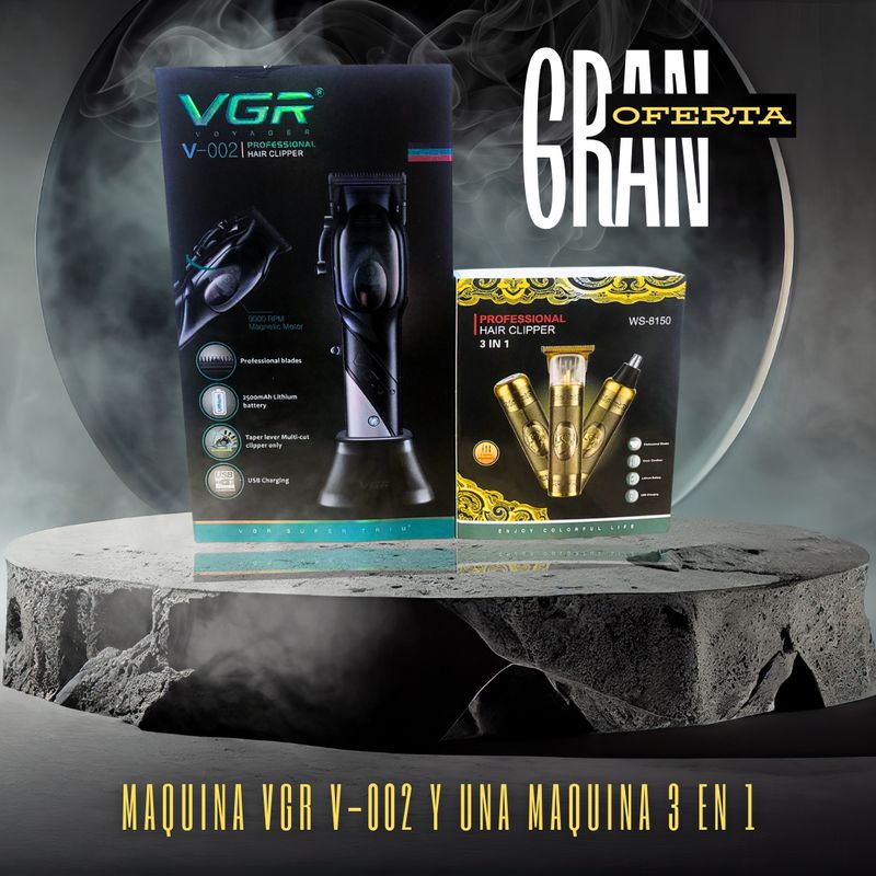 VGR - Pack  Afeitadora VGR V-002 + Máquina 3 en 1 Hair Clipper