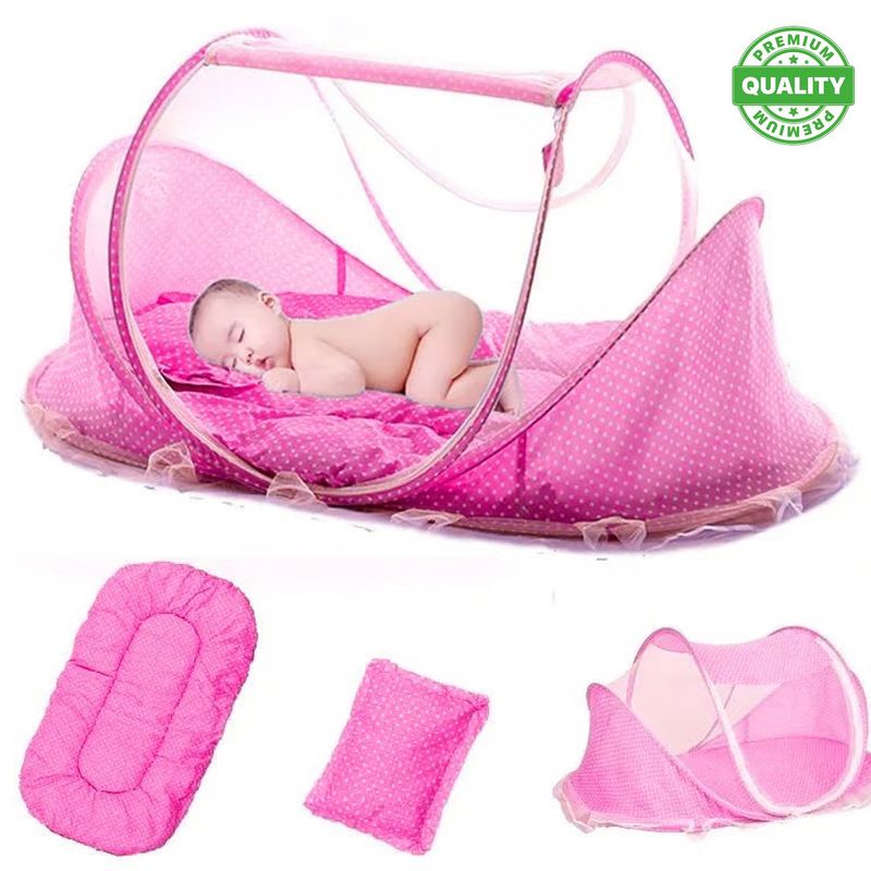 ONE PIXEL - Mosquitero Cuna Plegable Portatil Para Bebés Rosado