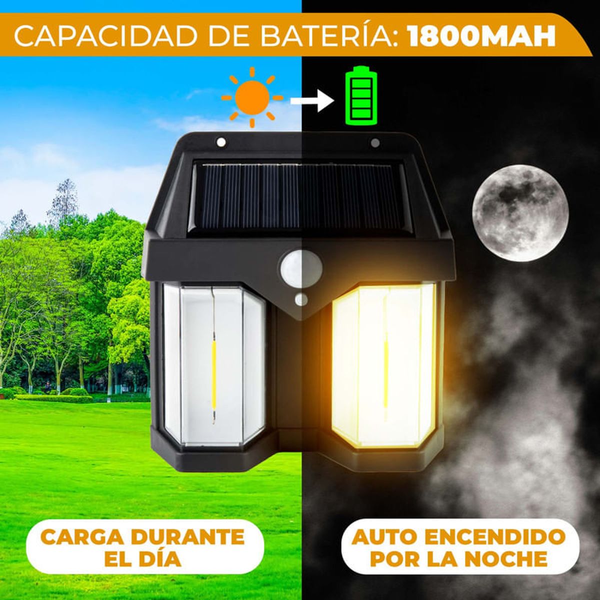 ENERGY PLUS - Lámpara Solar Exterior Sensor Movimiento Resistente al Agua